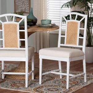 Bali & Pari Victor Solid Mahogany Rattan Back Dining Chair for Coastal Interiors