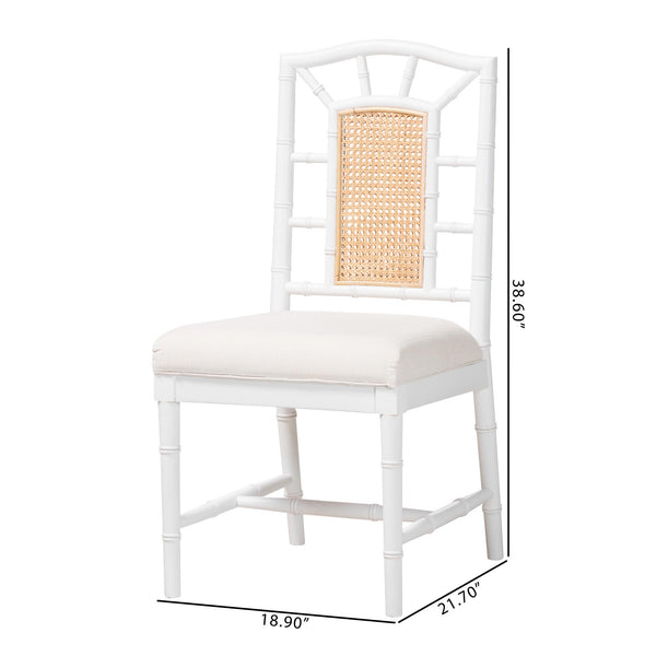 Bali & Pari Victor Solid Mahogany Rattan Back Dining Chair for Coastal Interiors