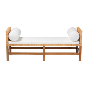 Bali & Pari Vivan Handwoven Rattan Bench with Cushion for Entryway Bedroom or Coastal Living