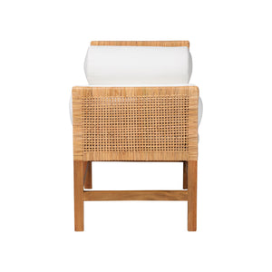 Bali & Pari Vivan Handwoven Rattan Bench with Cushion for Entryway Bedroom or Coastal Living