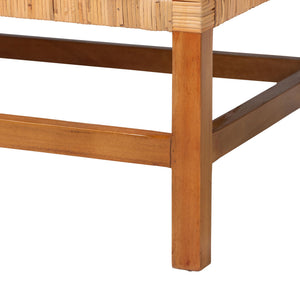 Bali & Pari Vivan Handwoven Rattan Bench with Cushion for Entryway Bedroom or Coastal Living