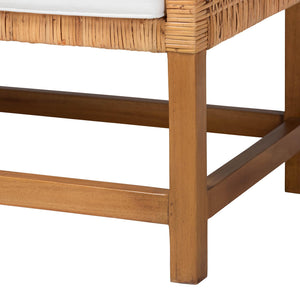 Bali & Pari Vivan Handwoven Rattan Bench with Cushion for Entryway Bedroom or Coastal Living