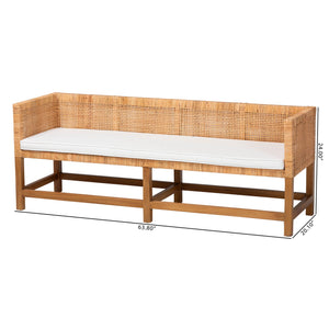 Bali & Pari Vivan Handwoven Rattan Bench with Cushion for Entryway Bedroom or Coastal Living