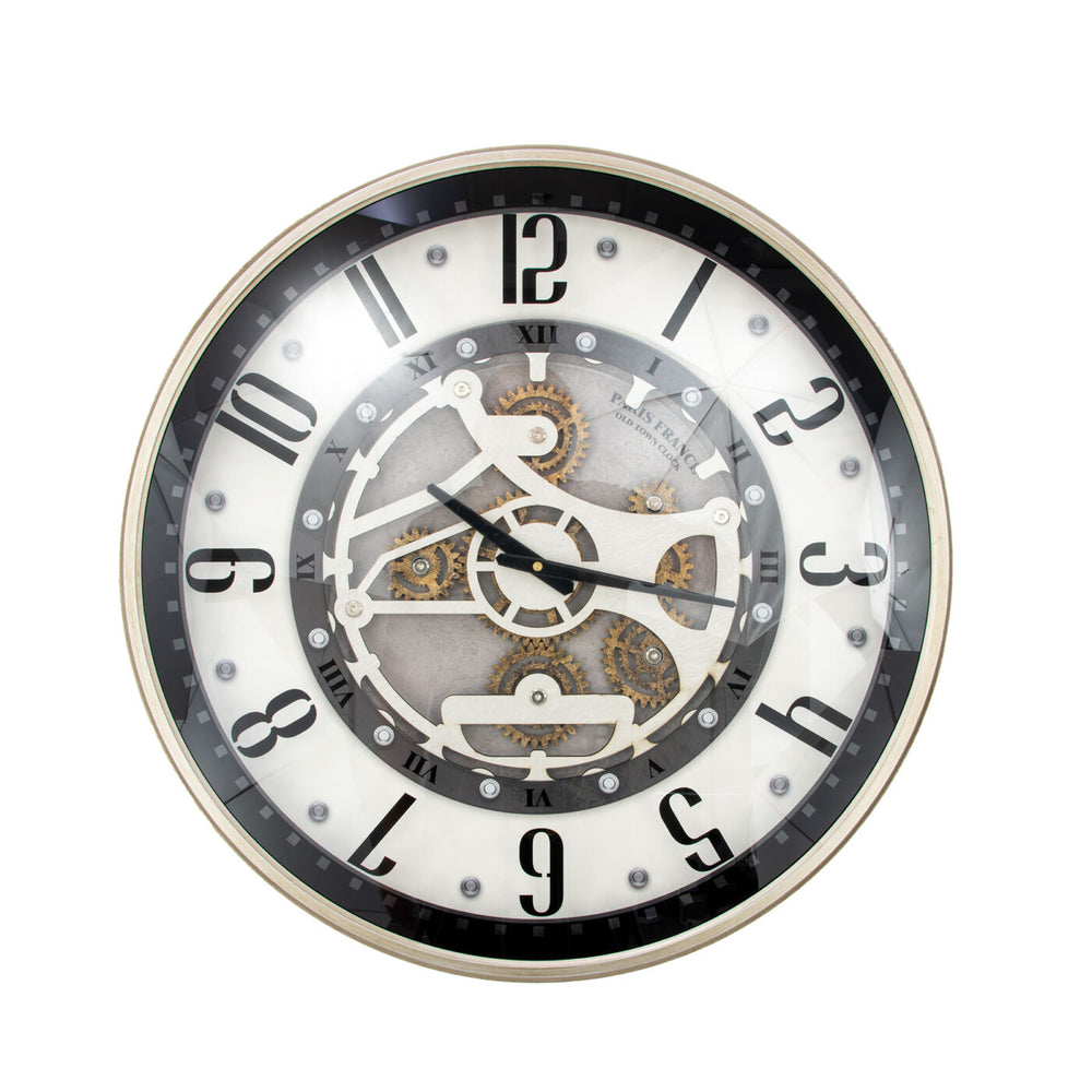 Zeugma Vosges Elegant Black & White Wall Clock With Antiqued Silver Frame - Vintage Charm & Style Statement   23jf260-p