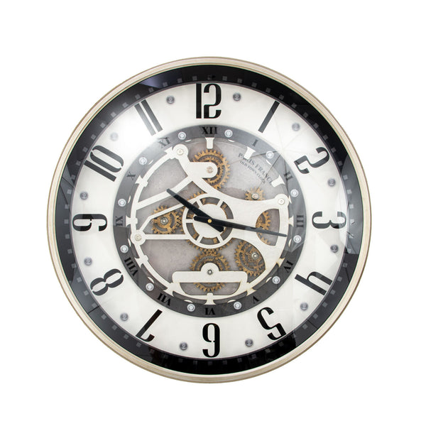 Zeugma Vosges Elegant Black & White Wall Clock With Antiqued Silver Frame - Vintage Charm & Style Statement   23jf260-p