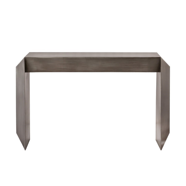 Pasargad Home Katya Gold Foil Console Table - Bold Modern Design For Stunning Living Room Style Grey Iron Prr-039zn