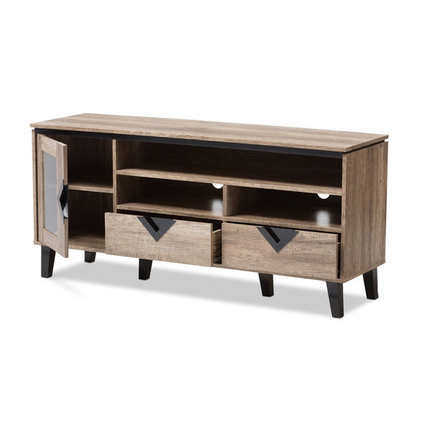 Baxton Studio Baxton Studio Cardiff Modern TV Stand - Light Brown Wood, Stylish Storage & Cable Management Solution W-1512