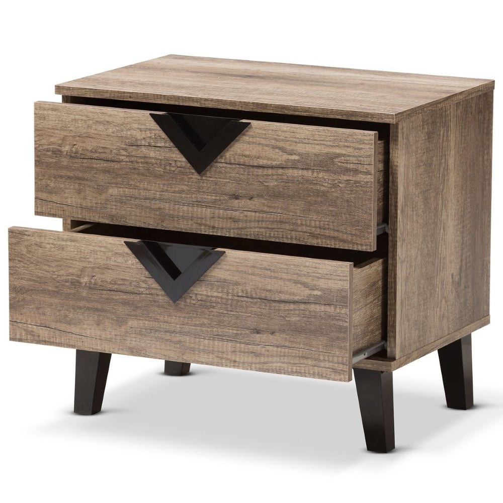 Baxton Studio Baxton Swanson Modern Nightstand: Stylish Light Brown Wood with 2 Drawers for Organized Bedroom Storage W-602A