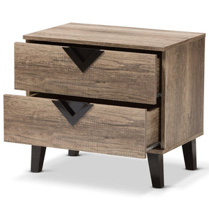Baxton Studio Baxton Swanson Modern Nightstand: Stylish Light Brown Wood with 2 Drawers for Organized Bedroom Storage W-602A