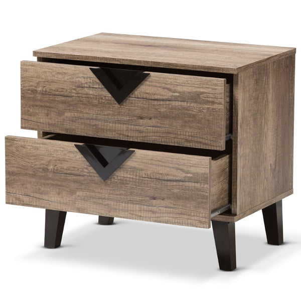 Baxton Studio Baxton Swanson Modern Nightstand: Stylish Light Brown Wood with 2 Drawers for Organized Bedroom Storage W-602A