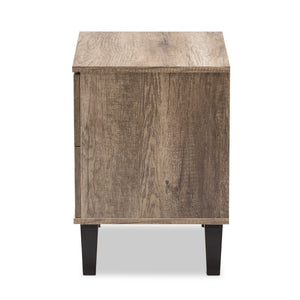 Baxton Studio Baxton Swanson Modern Nightstand: Stylish Light Brown Wood with 2 Drawers for Organized Bedroom Storage W-602A