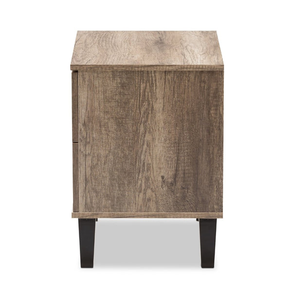 Baxton Studio Baxton Swanson Modern Nightstand: Stylish Light Brown Wood with 2 Drawers for Organized Bedroom Storage W-602A