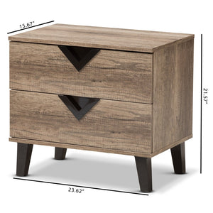Baxton Studio Baxton Swanson Modern Nightstand: Stylish Light Brown Wood with 2 Drawers for Organized Bedroom Storage W-602A