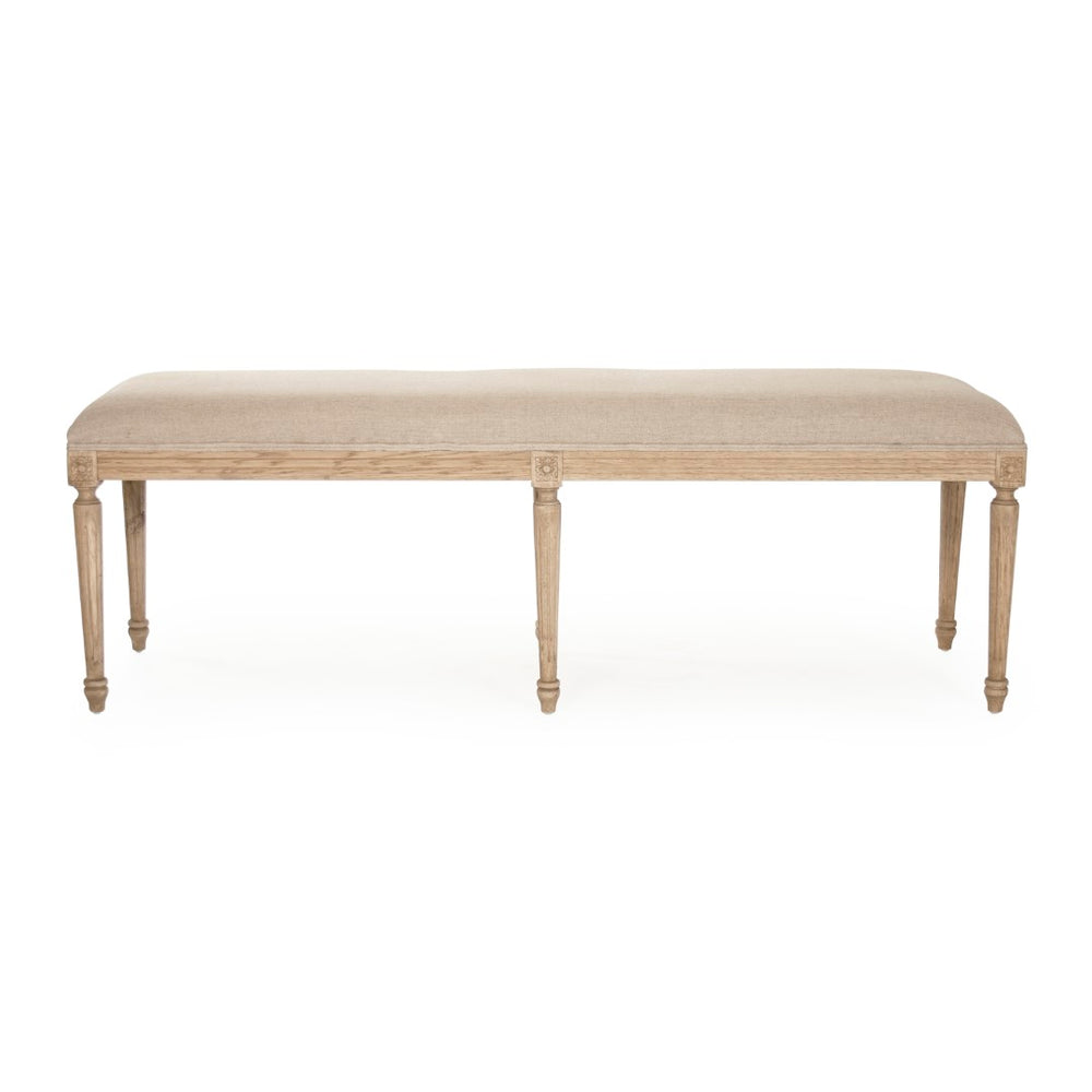 Louis Bench Reclaimed Oak, Natural Linen W1 CFH034-3 E255-3 A003 Zentique