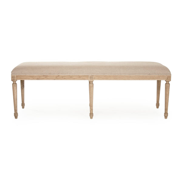 Louis Bench Reclaimed Oak, Natural Linen W1 CFH034-3 E255-3 A003 Zentique