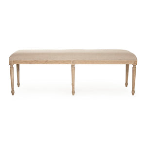 Louis Bench Reclaimed Oak, Natural Linen W1 CFH034-3 E255-3 A003 Zentique