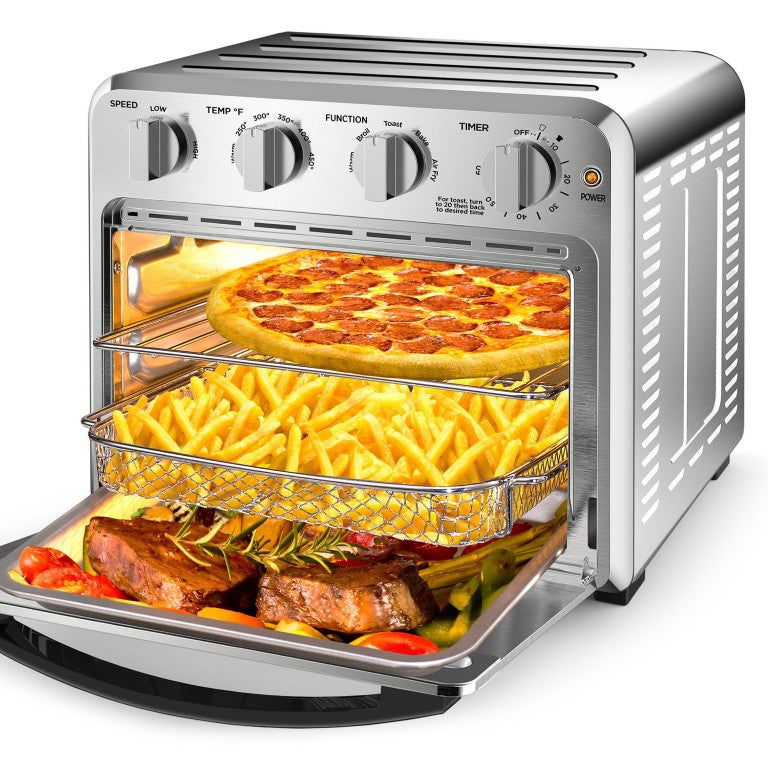 English Elm Geek Chef 16Qt Convection Air Fryer Oven with 5 Functions and Stainless Steel Finish W100280955