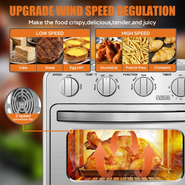 English Elm Geek Chef 16Qt Convection Air Fryer Oven with 5 Functions and Stainless Steel Finish W100280955