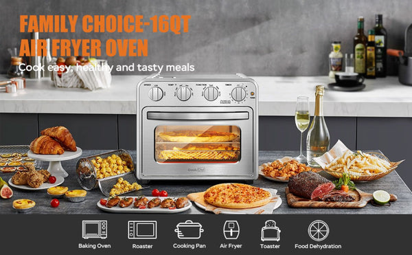 English Elm Geek Chef 16Qt Convection Air Fryer Oven with 5 Functions and Stainless Steel Finish W100280955
