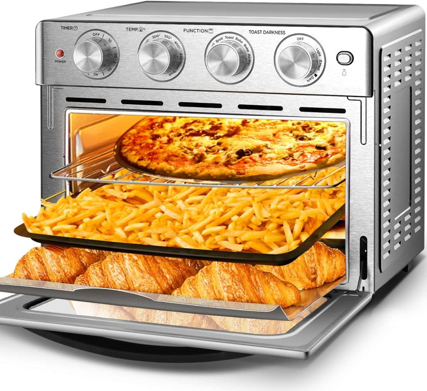 English Elm Geek Chef 26Qt Stainless Steel Air Fryer Toaster Oven with Six Slice Capacity W100280956
