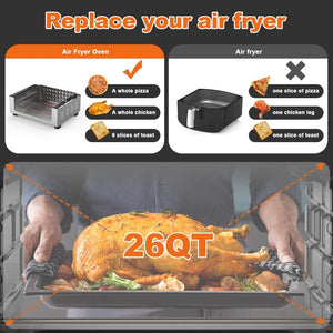 English Elm Geek Chef 26Qt Stainless Steel Air Fryer Toaster Oven with Six Slice Capacity W100280956