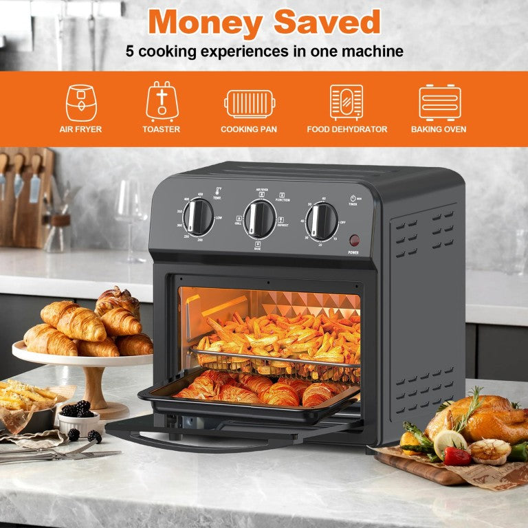 English Elm Family Size 13 Quart Air Fryer Toaster Oven with 7 Functions and Stainless Steel Build W1002P394044