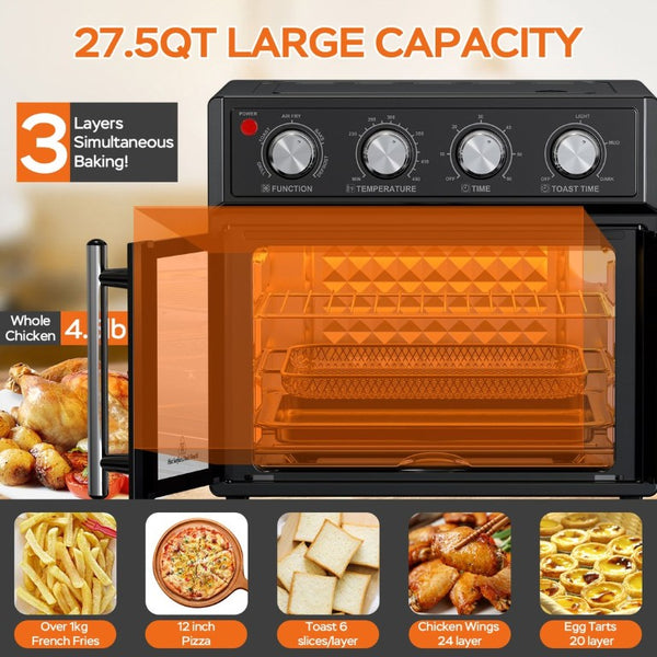 English Elm Plumchef 26Qt French Door Convection Oven 7In1 Air Fryer with 14 Preset Menus Black W1002P401138