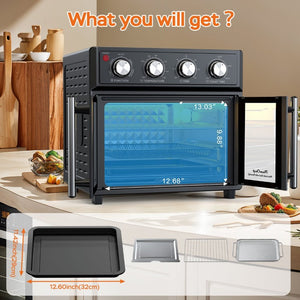 English Elm Plumchef 26Qt French Door Convection Oven 7In1 Air Fryer with 14 Preset Menus Black W1002P401138