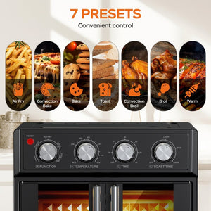 English Elm Plumchef 26Qt French Door Convection Oven 7In1 Air Fryer with 14 Preset Menus Black W1002P401138