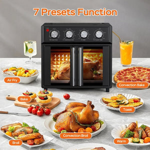 English Elm Plumchef 26Qt French Door Convection Oven 7In1 Air Fryer with 14 Preset Menus Black W1002P401138