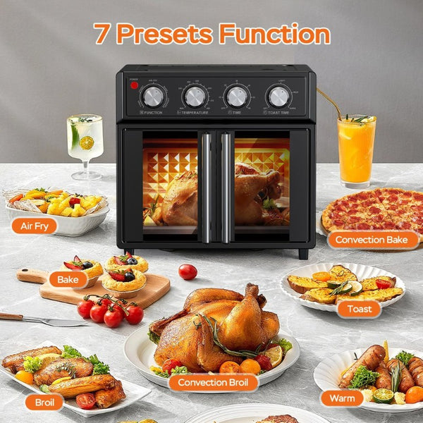 English Elm Plumchef 26Qt French Door Convection Oven 7In1 Air Fryer with 14 Preset Menus Black W1002P401138