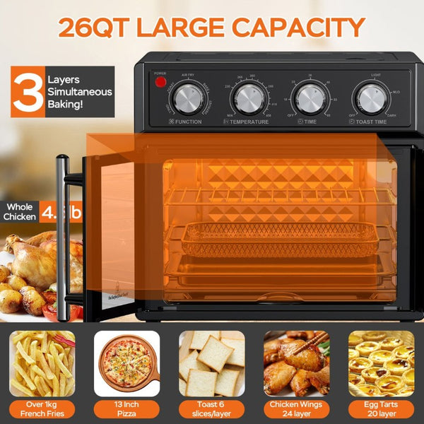 English Elm Plumchef 26Qt French Door Convection Oven 7In1 Air Fryer with 14 Preset Menus Black W1002P401138
