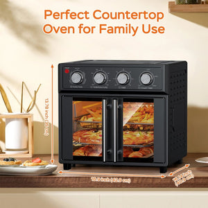 English Elm Plumchef 26Qt French Door Convection Oven 7In1 Air Fryer with 14 Preset Menus Black W1002P401138