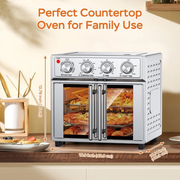 English Elm Plumchef 26Qt French Door Convection Toaster Oven with Air Fry 7 Functions 1700W W1002P401504
