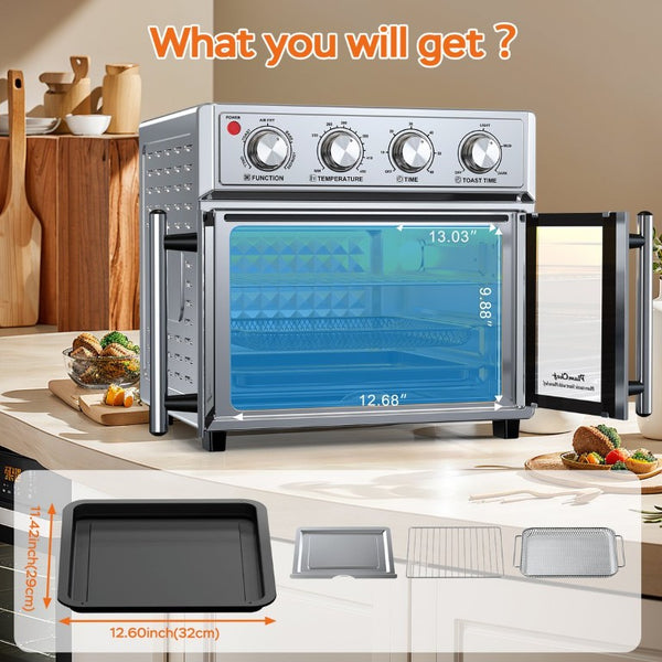 English Elm Plumchef 26Qt French Door Convection Toaster Oven with Air Fry 7 Functions 1700W W1002P401504