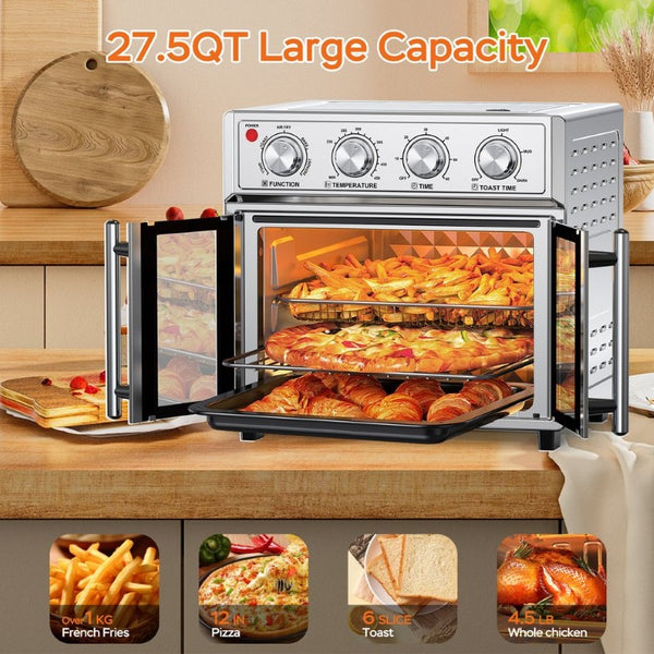 English Elm Plumchef 26Qt French Door Convection Toaster Oven with Air Fry 7 Functions 1700W W1002P401504