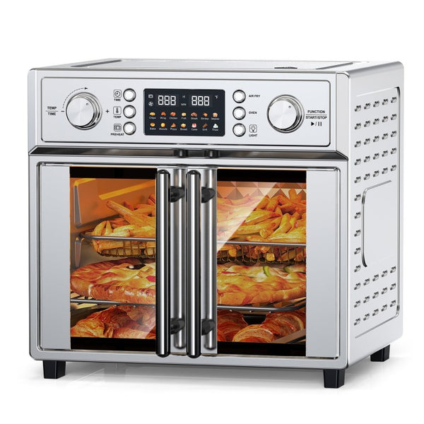 English Elm Plumchef 26Qt French Door Convection Oven 7In1 Air Fryer with 14 Preset Menus Silver W1002P401550