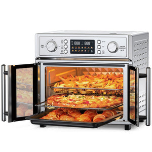 English Elm Plumchef 26Qt French Door Convection Oven 7In1 Air Fryer with 14 Preset Menus Silver W1002P401550