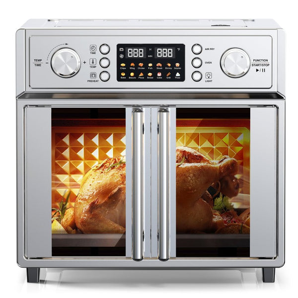 English Elm Plumchef 26Qt French Door Convection Oven 7In1 Air Fryer with 14 Preset Menus Silver W1002P401550