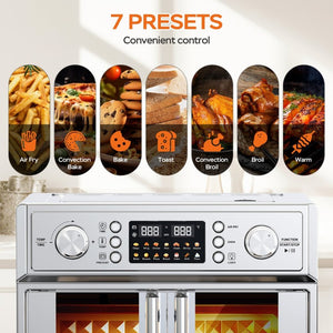 English Elm Plumchef 26Qt French Door Convection Oven 7In1 Air Fryer with 14 Preset Menus Silver W1002P401550