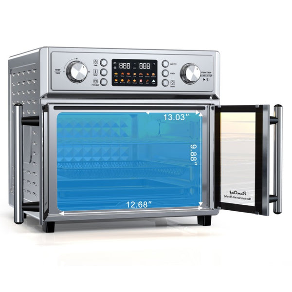 English Elm Plumchef 26Qt French Door Convection Oven 7In1 Air Fryer with 14 Preset Menus Silver W1002P401550