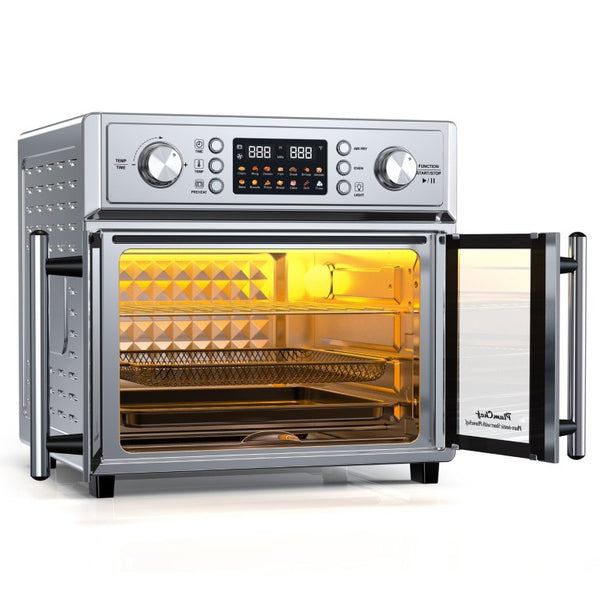 English Elm Plumchef 26Qt French Door Convection Oven 7In1 Air Fryer with 14 Preset Menus Silver W1002P401550