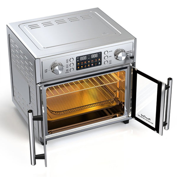 English Elm Plumchef 26Qt French Door Convection Oven 7In1 Air Fryer with 14 Preset Menus Silver W1002P401550