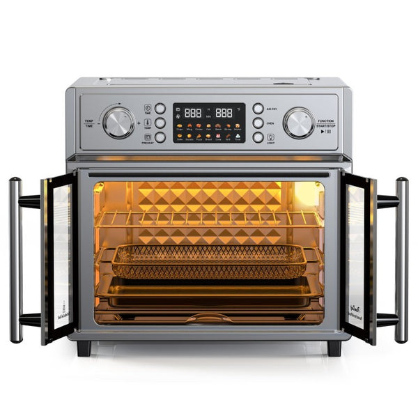 English Elm Plumchef 26Qt French Door Convection Oven 7In1 Air Fryer with 14 Preset Menus Silver W1002P401550