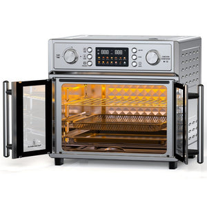 English Elm Plumchef 26Qt French Door Convection Oven 7In1 Air Fryer with 14 Preset Menus Silver W1002P401550