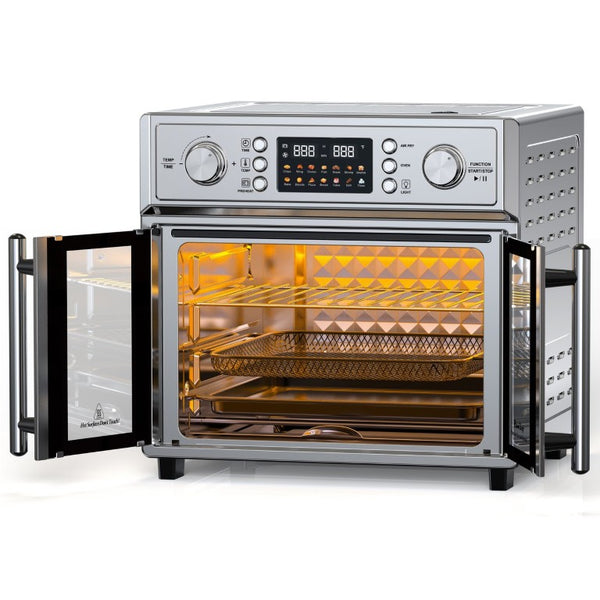 English Elm Plumchef 26Qt French Door Convection Oven 7In1 Air Fryer with 14 Preset Menus Silver W1002P401550
