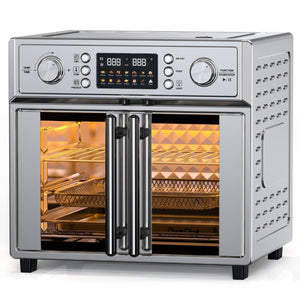English Elm Plumchef 26Qt French Door Convection Oven 7In1 Air Fryer with 14 Preset Menus Silver W1002P401550