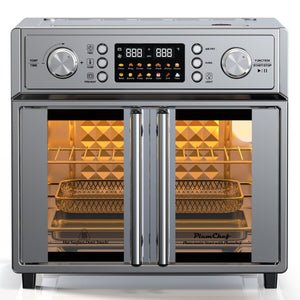English Elm Plumchef 26Qt French Door Convection Oven 7In1 Air Fryer with 14 Preset Menus Silver W1002P401550