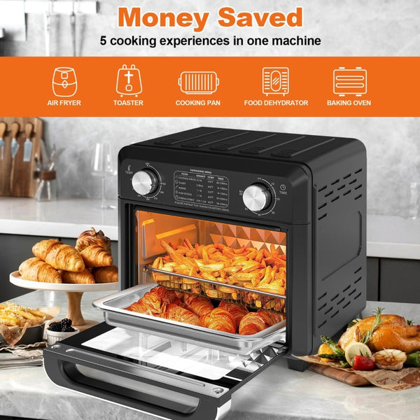English Elm Same Compact 11Qt Air Fryer Toaster Oven with 8 Functions and 360 Degree Hot Circulation W1002P415279