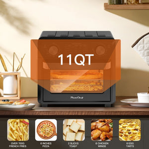 English Elm Same Compact 11Qt Air Fryer Toaster Oven with 8 Functions and 360 Degree Hot Circulation W1002P415279